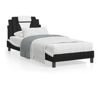 ShGaxin Struttura letto con LED pelle sintetica nera bianca 90 x 200 cm, base letto, struttura letto, telaio letto, letto matrimoniale, letto per bambini, letto per la camera da letto, rete - 3213999