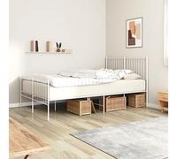 ShGaxin Struttura letto in metallo testiera e pediera, base letto, letto, letto, letto, letto, letto, letto relax, letto a telaio, mobile letto, telaio del letto, bianco 140 x 190 cm