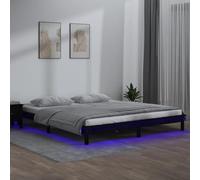 ShGaxin Struttura per letto con LED, Doghe, Base letto, Telaio del letto, Letto mobile, letti per giovani, letto pieno, legno massello nero 200 x 200 cm