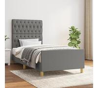 ShGaxin Struttura per letto con testiera, base per letto, camera dei giovani, letto a rete, telaio del letto, in tessuto grigio scuro, 90 x 190 cm