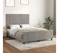 ShGaxin Struttura per letto con testiera, base per letto, camera dei giovani, letto, telaio del letto, rete letto, velluto grigio chiaro 140 x 190 cm