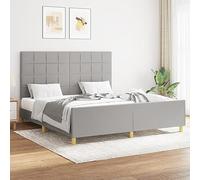 ShGaxin Struttura per letto con testiera, camera da letto, base del letto, telaio del letto, rete letto, tessuto grigio chiaro 160 x 200 cm