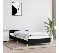ShGaxin Struttura per letto con testiera, Doghe, base letto, telaio del letto, letto mobile, letti per bambini, letto completo, in tessuto nero, 90 x 190 cm