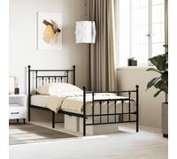 ShGaxin Struttura per letto con testiera e pediera in metallo nero 90 x 190 cm, base per letto, struttura letto, telaio letto, letto matrimoniale, letto per la camera da letto, letto