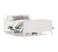 ShGaxin Struttura per letto con testiera in legno di pino bianco 120 x 200 cm, base per letto, telaio per bambini, letto da letto, letto da letto, rete - 3216177