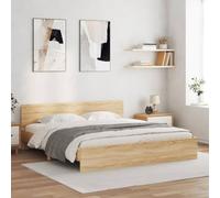 ShGaxin Struttura per letto con testiera in rovere Sonoma 200 x 200 cm, base per letto, telaio per bambini, letto per la camera da letto, rete - 3207457