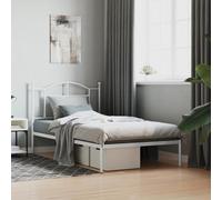 ShGaxin Struttura per letto in metallo con testiera bianca 100 x 190 cm, rete, base letto, telaio del letto, letto mobile, letti per bambini - 353482