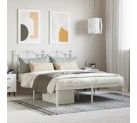 ShGaxin Struttura per letto in metallo con testiera bianca 150 x 200 cm, rete, base letto, telaio del letto, letto mobile, letti per bambini - 353490