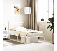 ShGaxin Struttura per letto in metallo con testiera bianca 90 x 190 cm, basi letto, doghe, camere giovanili, letto, letto relax, bed frame, telaio del letto, mobile letto