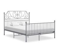 ShGaxin Struttura per letto in metallo grigio 160 x 200 cm, base per letto, telaio letto, letto matrimoniale, letto per la camera da letto, rete - 324855
