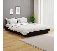 ShGaxin Struttura per letto matrimoniale, camera giovanile, letto, base per letto, telaio per letto, rete letto, legno massello, nero, 135 x 190 cm