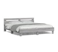 ShGaxin Struttura per letto testiera e lucesgrigio Sonoma 160 x 200 cm, base letto, telaio letto, letto gioventù, letto camera da letto, rete - 3207537