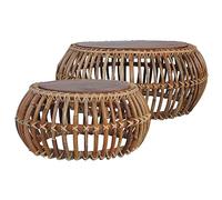ShGaxin Tavoli da caffè 2 unità, tavolo da pranzo, tavolo da salotto, tavolo da salotto, tavolino da salotto, mobile soggiorno, tavolini ausiliari per soggiorno, rattan naturale