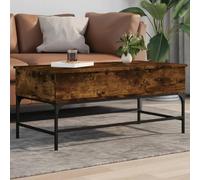 ShGaxin Tavolino da caffè in legno e metallo rovere fumato 100 x 50 x 45 cm, tavolino basso, tavolino da salotto, tavolino da caffè, tavolino da salotto, mobili da salotto moderni - 845398