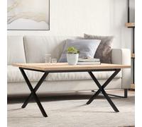 ShGaxin Tavolino da salotto con telaio X in legno massello di pino e ferro 80 x 80 x 45,5 cm, tavolino da salotto, tavolino da caffè, tavolino da salotto, mobili da salotto moderni - 3282751