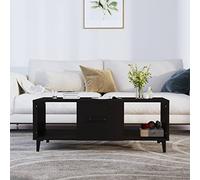 ShGaxin Tavolino nero 102 x 50 x 40 cm legno di ingegneria,tavolino da salotto piccolo, tavolino da caffè retrò
