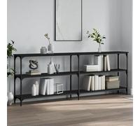 ShGaxin Tavolo consolle in legno ingegnerizzato nero, 200 x 29 x 75 cm, tavolo da ingresso, tavolo stretto per corridoio, tavolino da salotto, tavolino da salotto, tavolino da ingresso, 834110
