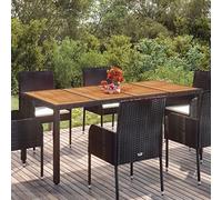 ShGaxin Tavolo da giardino in legno nero 190 x 90 x 75 cm Resina intrecciata,Tavolo da pic-nic,Soggiorno da giardino Tavolo alto,Pranzo da giardino652