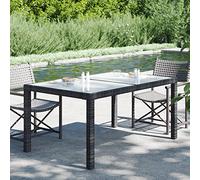 ShGaxin Tavolo da giardino in vetro temperato rattan sintetico 150 x 90 x 75 cm Nero, Tavolo da giardino esterno, Tavolo da terrazza, Tavolo da esterno, Tavolo da balcone, Tavoli Terrazza e giardino