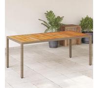 ShGaxin Tavolo da giardino rattan PE Beige e legno di acacia 190 x 90 x 75 cm, Tavolo da giardino esterno, Tavolo da terrazza, Tavolo da esterno, Tavolo balcone, Tavoli Terrazza e giardino, Tavolino