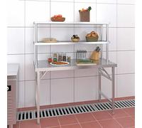ShGaxin Tavolo da lavoro da cucina con ripiano 120 x 60 x 145 cm in acciaio inox, scaffale per mobili, decorazione da parete, scaffale senza pergabbia