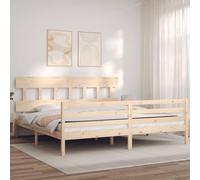 ShGaxin Telaio del letto con testiera 200 x 200 cm in legno massello,Grande cornice per letto,Letto per adulti