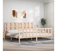 ShGaxin Telaio del letto con testiera 200 x 200 cm in legno massello,Grande cornice per letto,Letto per adulti