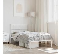 ShGaxin Telaio letto in metallo con testiera bianca 75x190 cm, letto per adulti,letto a telaio