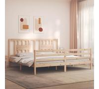 ShGaxin Telaio per letto con testiera 200 x 200 cm, in legno massello, testiera imbottita, testiera da appoggiare