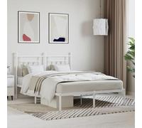 ShGaxin Telaio per letto in metallo con testiera bianca, 140 x 190 cm, telaio per letto, letto alto, letto con rete
