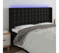 ShGaxin Testiera con LED, testiere, testiere, moderne, testiere, letto, mobili per camera, letto testiera, armadio, pelle sintetica nera 183 x 16 x 118/128 cm