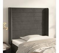 ShGaxin Testiera con orecchie in velluto grigio scuro, 93 x 16 x 118/128 cm, testiere letto, testiere moderne, testiere letto, mobili camera, letto testiera, mobile testiera - 3119757