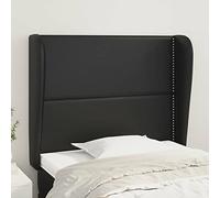 ShGaxin Testiera con orecchie, testiere moderna, testiere, letto, testiera del letto, mobili per camera, letto testiera, in pelle sintetica nera, 103 x 23 x 118/128 cm
