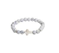 shgsgWK Braccialetto da uomo con perline a croce, 8 mm, con pietre vulcaniche, elastico elastico, Medium, Perline sintetiche, Nessuna pietra preziosa