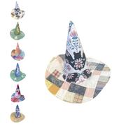 shgsgWK Cappello da strega trapuntato, realizzato a mano, stile vintage, per Halloween, stile rinascimentale, colore grigio