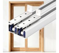 SHGUOMSC Binario for Porta Scorrevole 'Armadio con Doppio Bypass, Kit Hardware for della stalla Binario a Scatola Montato in Alto, in Alluminio for Armadio a Scomparsa(Silver,60cm (23.5"))