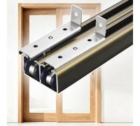 SHGUOMSC Binario for Porta Scorrevole 'Armadio con Doppio Bypass, Kit Hardware for della stalla Binario a Scatola Montato in Alto, in Alluminio for Armadio a Scomparsa(Champagne,130cm(51"))