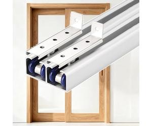 SHGUOMSC Binario for Porta Scorrevole 'Armadio con Doppio Bypass, Kit Hardware for della stalla Binario a Scatola Montato in Alto, in Alluminio for Armadio a Scomparsa(Silver,60cm (23.5"))