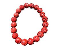 SHGUOMSC Bracciale da Donna con Perline di Loto Naturale cinabro
