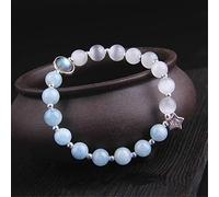 SHGUOMSC Bracciale Feng Shui Acquamarina Naturale Bracciale in Cristallo Bianco Occhio di Gatto Buona Fortuna Fiore di pesco Bracciale amuleto Amore Ricco for Donna Cinabro