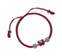 SHGUOMSC Bracciale Feng Shui Giada Naturale Perline Cinabro Tigre dello Zodiaco for L'Anno 2022 Buona Fortuna Ricchezza Porta Prosperità Fascino Bracciale con Corda Rossa for Donna Uomo Cinabro