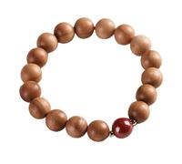 SHGUOMSC Bracciale Feng Shui Ricchezza, Bracciale con Perline di Giada, Bracciale Elastico con Perline Bracciale Portafortuna con Cristallo Meditazione Reiki Uomo Donna, Cinabro da 8 mm(Wood_10mm)