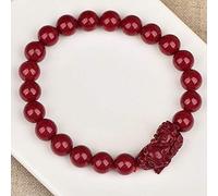SHGUOMSC Bracciale Ricchezza Bracciale Cinabro Naturale Pixiu Pi Yao Bracciale con Perline Bracciale Elastico Amuleto Attira ricchezza Allontana Gli Spiriti maligni, 10MM Cinabro Cinabro(8MM)