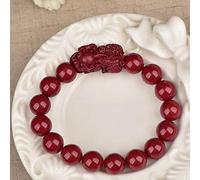 SHGUOMSC Bracciale Ricchezza Bracciale Cinabro Naturale Pixiu Pi Yao Bracciale con Perline Bracciale Elastico Amuleto Attira ricchezza Allontana Gli Spiriti maligni, 10MM Cinabro Cinabro(12MM)
