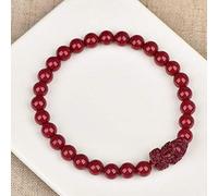 SHGUOMSC Bracciale Ricchezza Bracciale Cinabro Naturale Pixiu Pi Yao Bracciale con Perline Bracciale Elastico Amuleto Attira ricchezza Allontana Gli Spiriti maligni, 10MM Cinabro Cinabro(6MM)