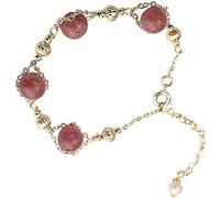 SHGUOMSC Bracciale ricchezza Feng Shui, Braccialetto con Perline di Giada, Braccialetto Portafortuna for Le Donne, Meditazione di Cristallo Reiki, attrarre Amore, buona Fortuna, cinabro