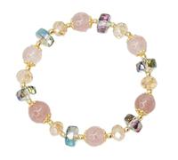 SHGUOMSC Feng Shui Ricchezza Bracciale Fortuna Quarzo Fragola Naturale Guarigione Braccialetti con Perline di Cristallo Bracciale con Fascino energetico Porta prosperità, C Cinabro