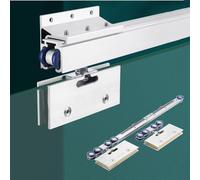 SHGUOMSC Kit di binari for Porta Scorrevole in Vetro Senza Telaio, Hardware for 'Armadio con Binario Montato a Parete rulli silenziosi, lateralmente for fienile nel Patio(120cm (47"))