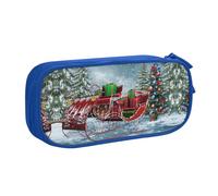 shgwehh Astuccio con stampa di albero di Natale sulla slitta delle nevi, elegante astuccio con stampa - organizza la tua cancelleria con eleganza, Blu, Taglia unica, Organizer per borse