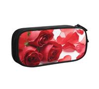 shgwehh Astuccio con stampa di petali di rosa e rosso, elegante astuccio con stampa - organizza la tua cancelleria con eleganza, Nero , Taglia unica, Organizer per borse